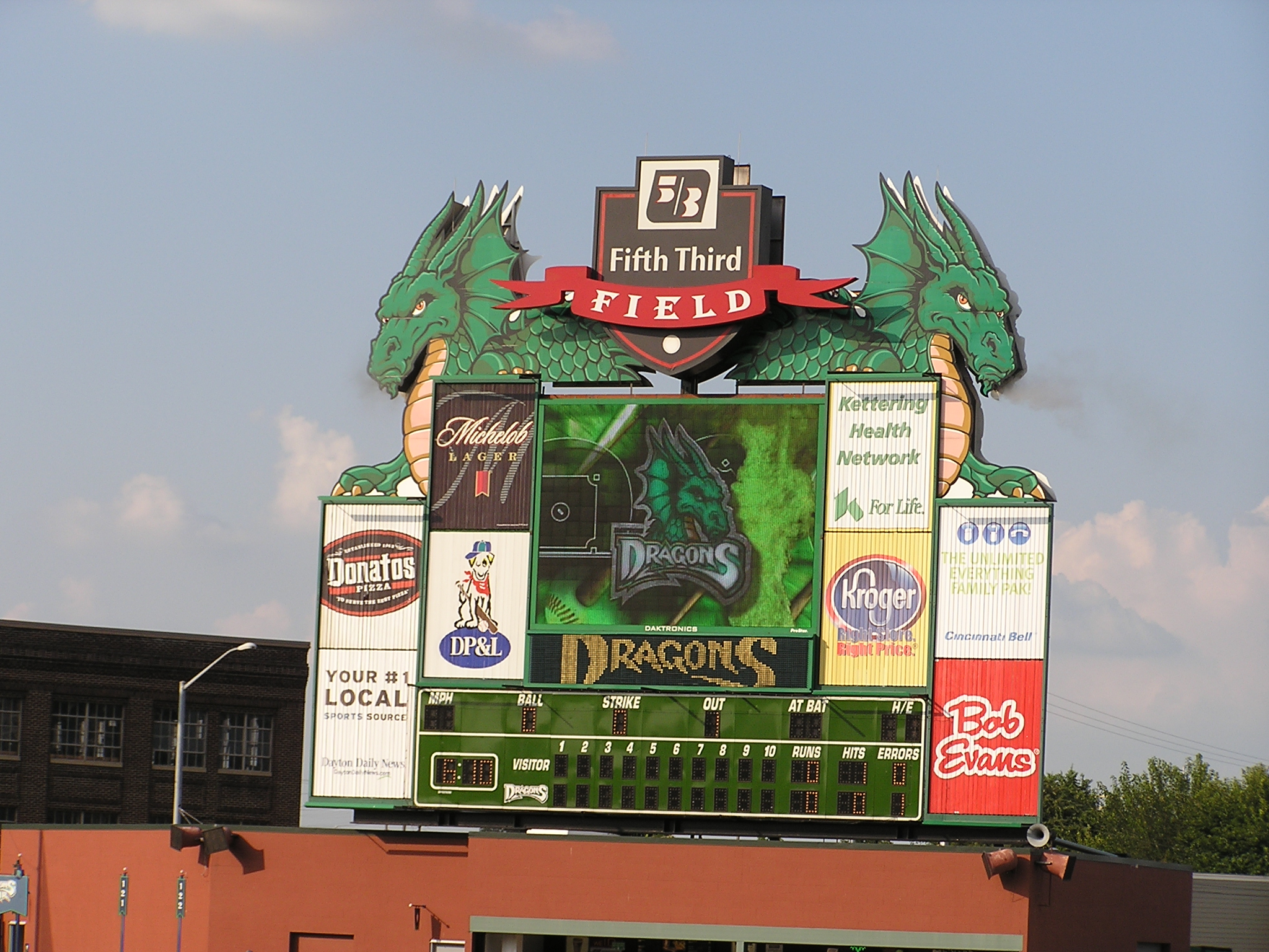 Dayton's scoreboard- Fifth Third Field, Dayton, Oh